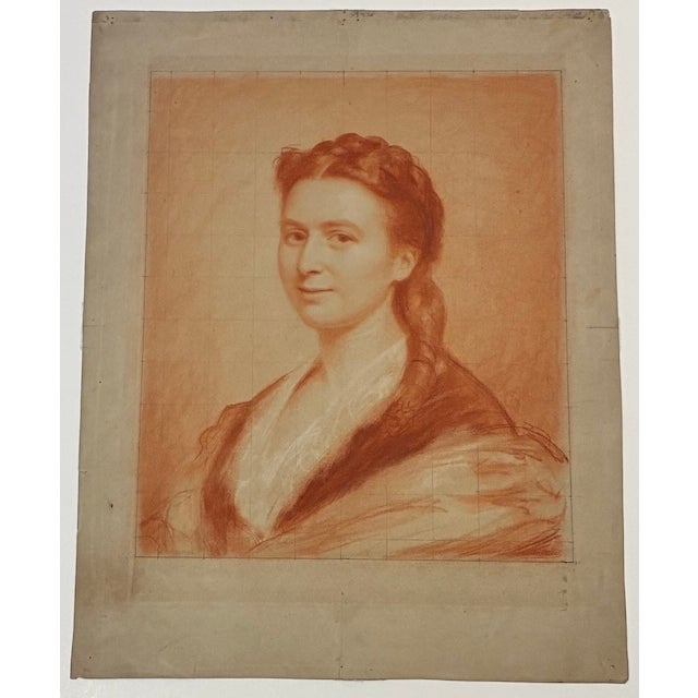 Portraiture 19th Century Hand Drawn Original Sanguine Portrait of a Young Woman - Signed For Sale - Image 3 of 13