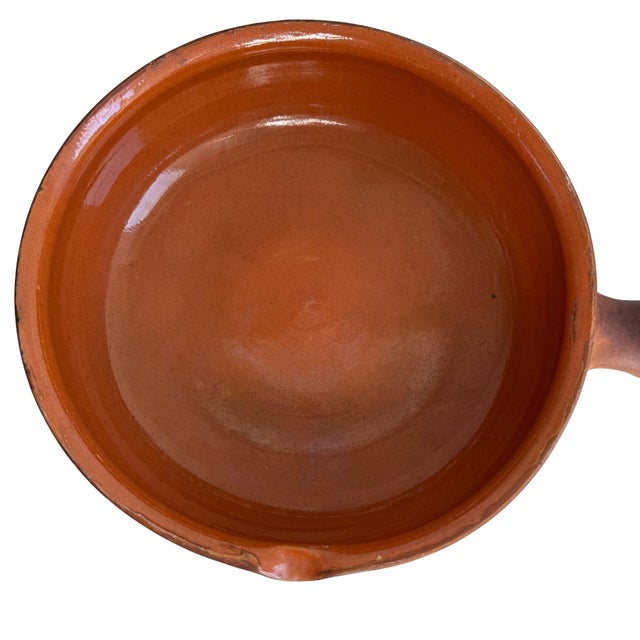 Chestnut Vintage Vallauris Am French Glazed Terracotta Lidded Casserole Pot With Handle For Sale - Image 8 of 15