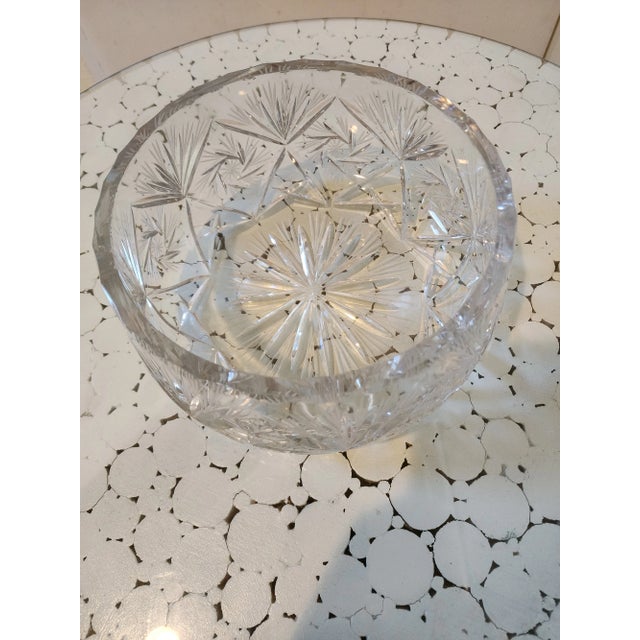 Vintage Crystal Cut Round Bowl For Sale - Image 4 of 12