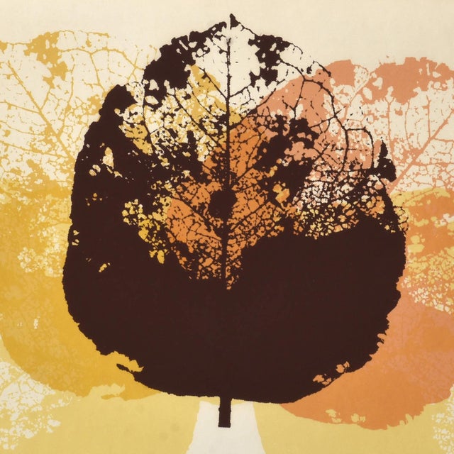 1970s Pair 1970s Earth Tone Signed Limited Edition Prints With Trees and Leaves For Sale - Image 5 of 13