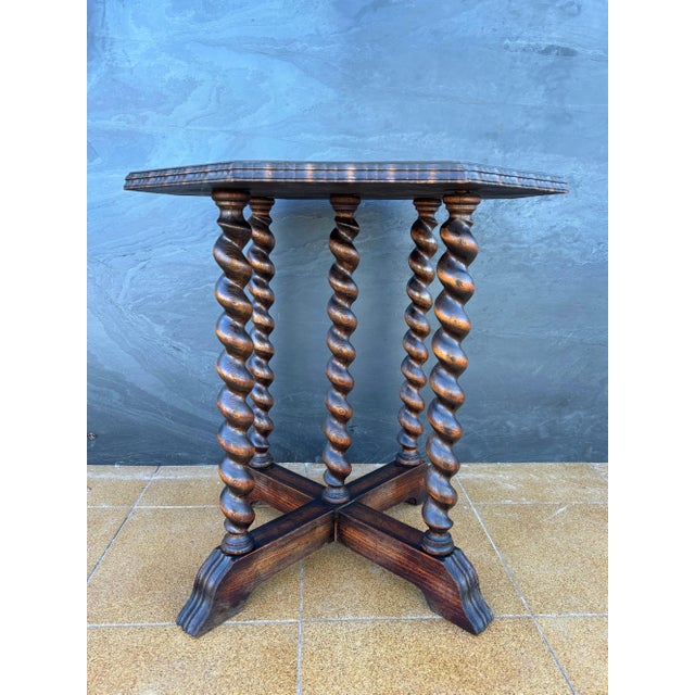 Barley Twist Octagonal Side Table, 20th Century For Sale - Image 10 of 13