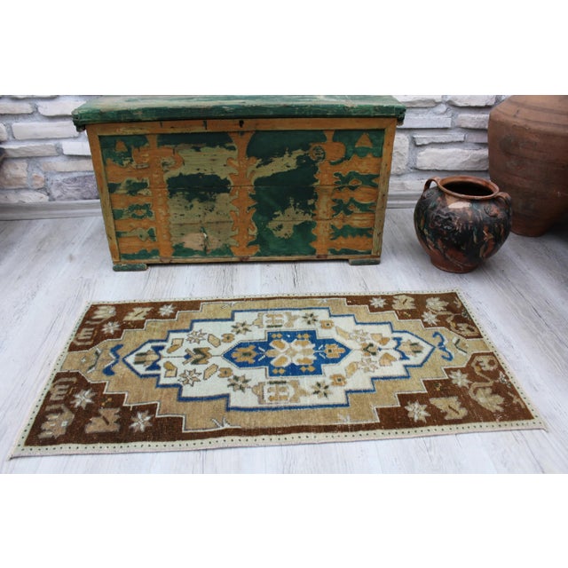 Textile Turkish Mini Rug - 19" X 38" For Sale - Image 7 of 9
