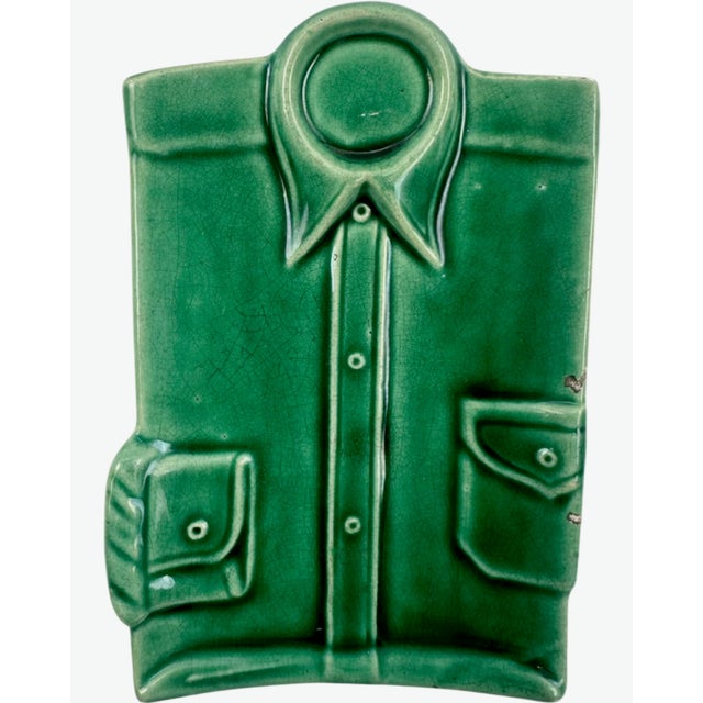 Vintage Green Shirt Ceramic Ashtray Catchall Dish For Sale - Image 11 of 12
