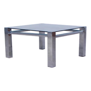 Table in Steel and Glass Smoke, 1970s For Sale