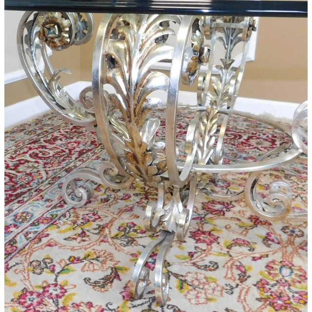 Silver Chrome Colored Metal Base Glass Top 42" Diameter ...