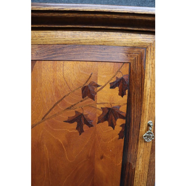 Early 20th Century Emile Gallé Style Art Nouveau Oak Hanging Pantry Cupboard For Sale - Image 5 of 13