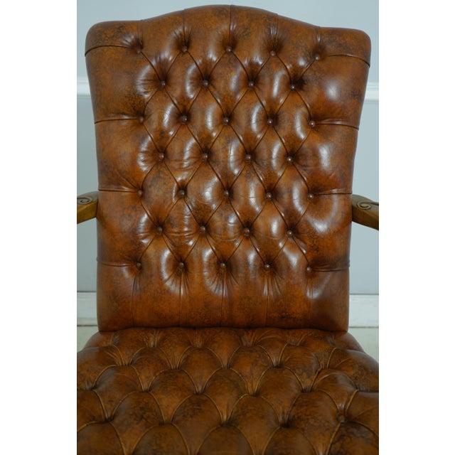Georgian Tufted Leather Carved Arm Chair For Sale In Philadelphia - Image 6 of 18