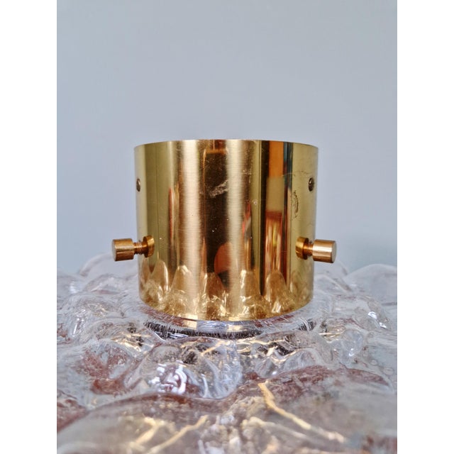 Ceiling Light in Brass and Textured Clear Glass by Helena Tynell for Glashütte Limburg, 1970 For Sale - Image 12 of 16