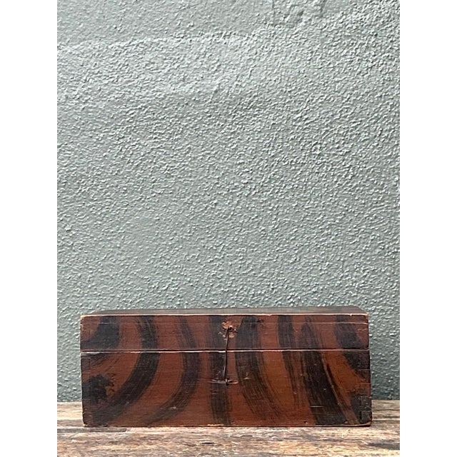 Vintage Hand Painted Tiger Stripe Primitive Box For Sale - Image 10 of 12