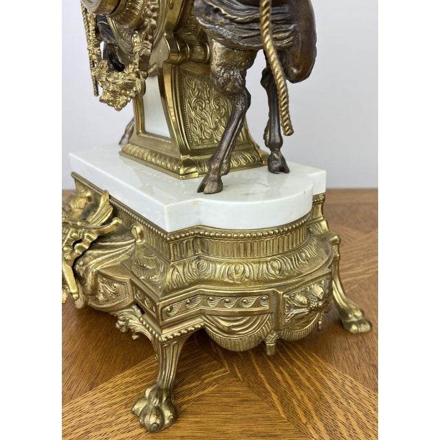 Louis XV Brass Marble Garniture Set with Candelabras, Set of 3 For Sale - Image 13 of 18
