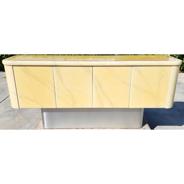 Beige Faux Goatskin Buffet Sideboard Vintage For Sale - Image 8 of 12