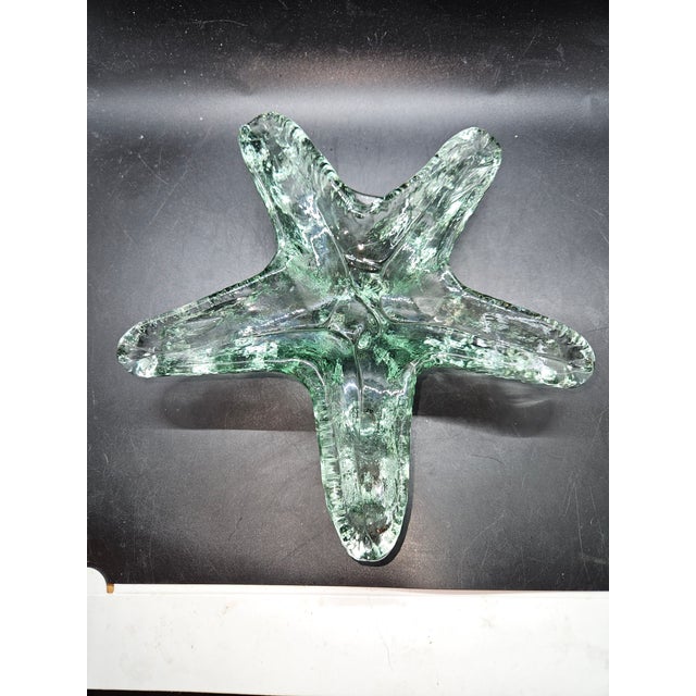 Vintage Pier 1 Imports Large Green Recycled Glass Starfish Paperweight 8.75” Wide X 1.75” Tall