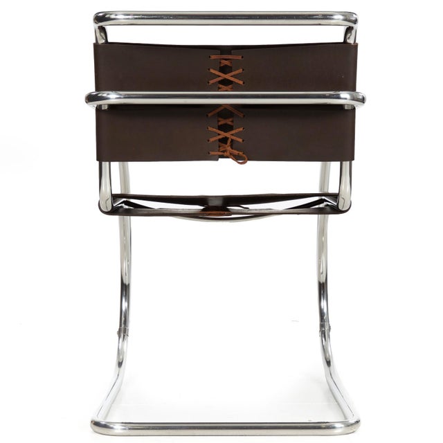 Mies Van der Rohe Pair of Mr20 Chrome Steel & Leather Armchairs, Mies Van Der Rohe, Circa 1970s For Sale - Image 4 of 16