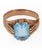 Vintage 10K Yellow Gold Blue Gemstone Solitaire Cocktail Ring, circa 1960s-1970s. The center stone is held in a...