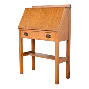 Gustav Stickley Antique Mission Oak Arts & Crafts Drop Front Secretary Desk, Circa 1900