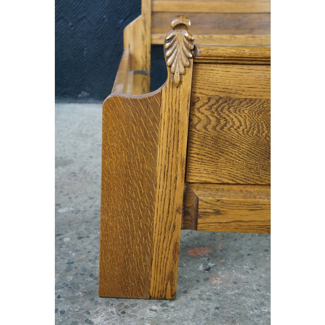 Antique 19th Century American Victorian Carved Oak Full to Queen Size Bed For Sale - Image 4 of 18