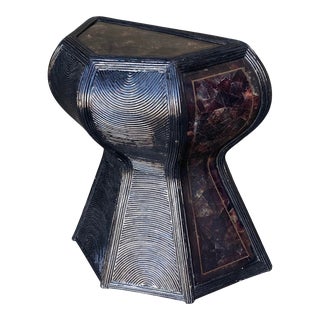 Hollywood Regency Black Pencil Reed and Horn Console Table For Sale