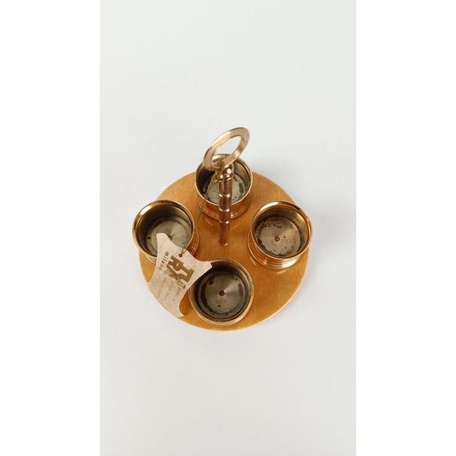 Cruet Set in Gilt Brass, Cut Crystal and Lacquered Goatskin Parchment by Aldo Tura, 1970s, Set of 8 For Sale - Image 13 of 18