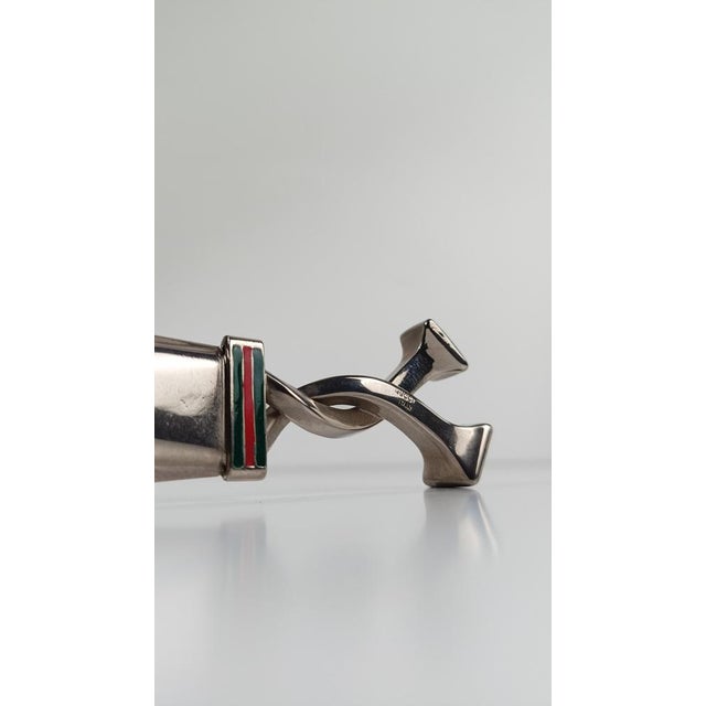 Shoehorn in Silver-Plated Metal and Red and Green Enamel Stripes from Gucci, 1970s For Sale - Image 13 of 16