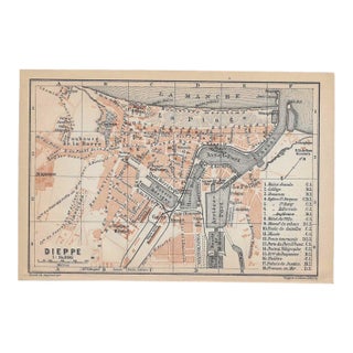 1907 Map of Dieppe From French Atlas For Sale
