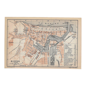 1907 Map of Dieppe From French Atlas