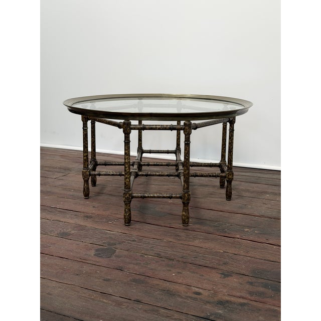Baker Furniture Company Faux Bamboo Tortoise Shell, Brass and Glass Coffee Table, Baker For Sale - Image 4 of 14