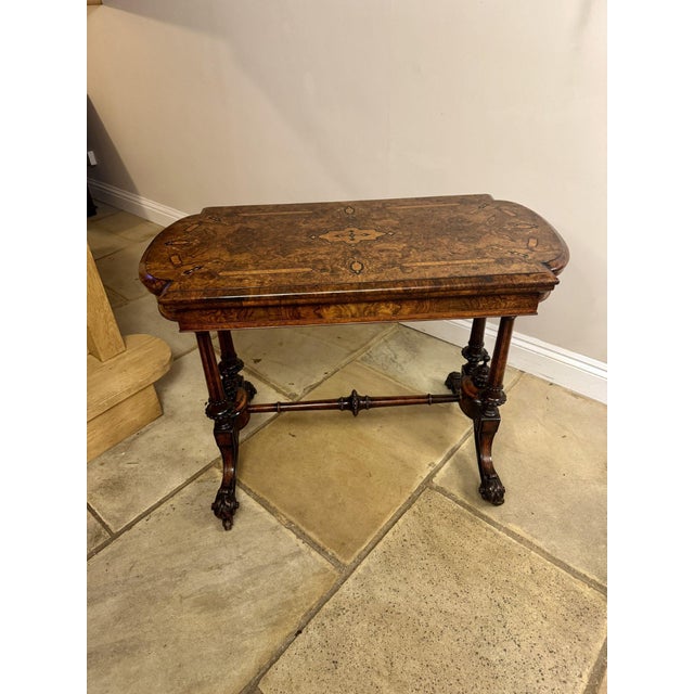 Antique Victorian Burr Walnut Card Table, 1860 For Sale - Image 13 of 13