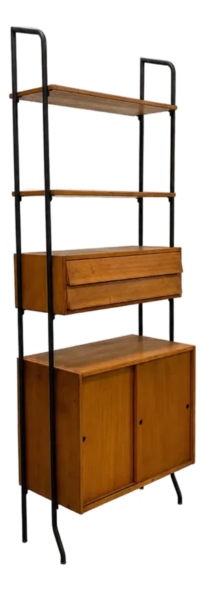 Mid Century Modern Italian Teak Freestanding Wall Unit Bookcase – Vintage Wall Shelving, C. 1950’s