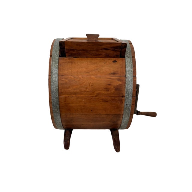 Farmhouse Early 20th Century Wooden Butter Churn – Primitive Farmhouse Object For Sale - Image 3 of 4