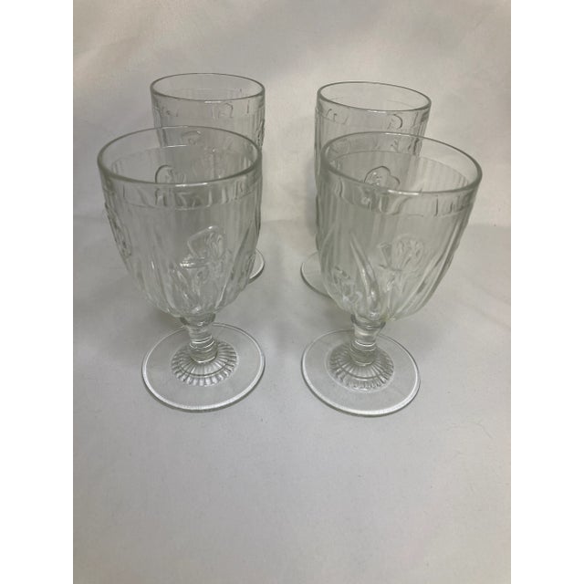 1920's Jeanette Glass Co. Iris Water Goblets- Set of 4 For Sale In Oklahoma City - Image 6 of 6