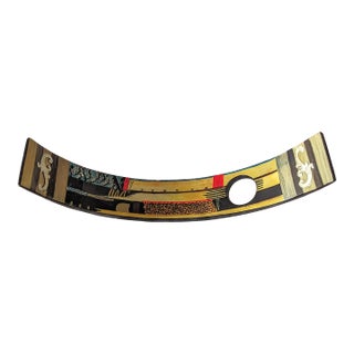 1990s Lacquered Wine Bottle Holder With Print Museum Art For Sale