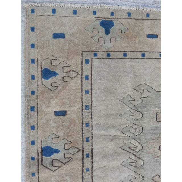 Traditional Antique Oushak Neutrals, Teal and Flesh Tones For Sale - Image 3 of 11