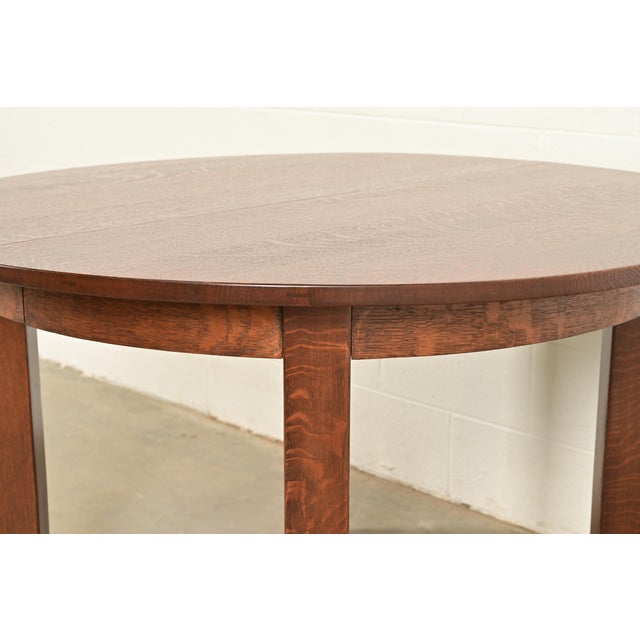Early 20th Century L. & J. G. Stickley Antique Mission Oak Arts & Crafts Extension Dining Table, Newly Refinished For Sale - Image 5 of 13