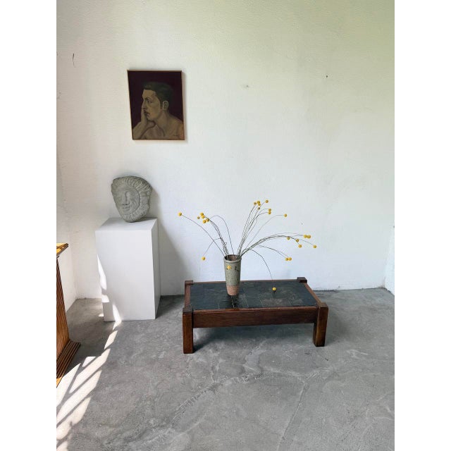 Oak and Slate Coffee Table, 1950s For Sale - Image 4 of 18