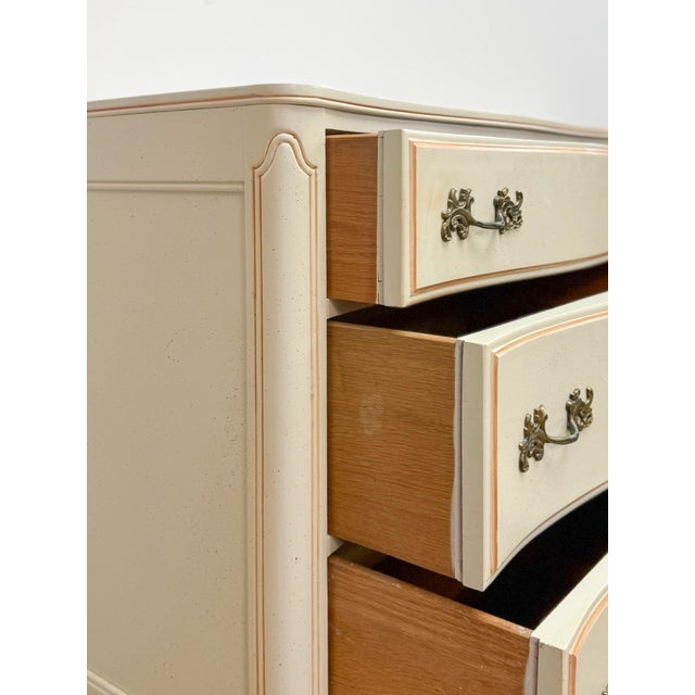 Vintage Pair of Chests French Provincial White 3 Drawer Cabriole Leg Nightstands For Sale - Image 17 of 18