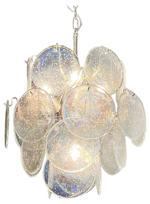 Vintage Italian Murano Chandelier with 24 Iridescent Grit Disks, 1990s