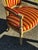 Louis XVI Cabriolet Armchair in Patinated Wood and Striped Velvet For Sale - Image 10 of 15
