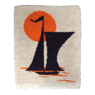 Vintage Sailboat Latch Hook Wall Art For Sale