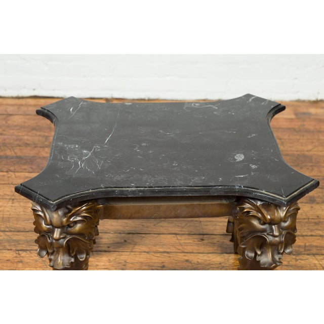 Mid 20th Century Bronze Side Table with Mythological Figures & Black Marble Top For Sale In New York - Image 6 of 12