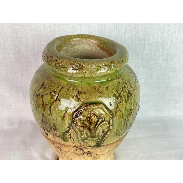 Handcrafted Glazed Pottery Green Water Vessel Vase For Sale - Image 9 of 13