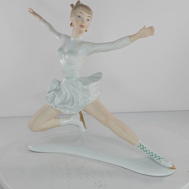Mid 20th Century Vintage Wallendorf Porcelain Figurine Olympic Ice Figure Skater Sonja Henie For Sale - Image 5 of 6