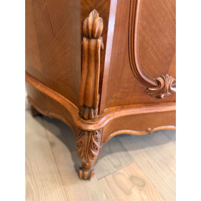 Wood Antique French Provincial Walnut Cabinet With Parquetry Doors For Sale - Image 7 of 12