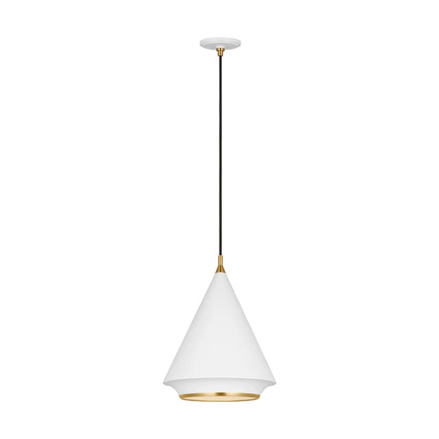 Transitional Thomas O'Brien by Visual Comfort Studio Stanza 1-Light Large Pendant in Matte White For Sale - Image 3 of 6