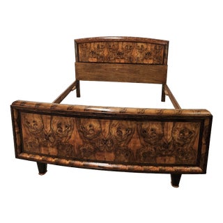 Tuscan Art Deco Double Bed in Briar, 1940 For Sale
