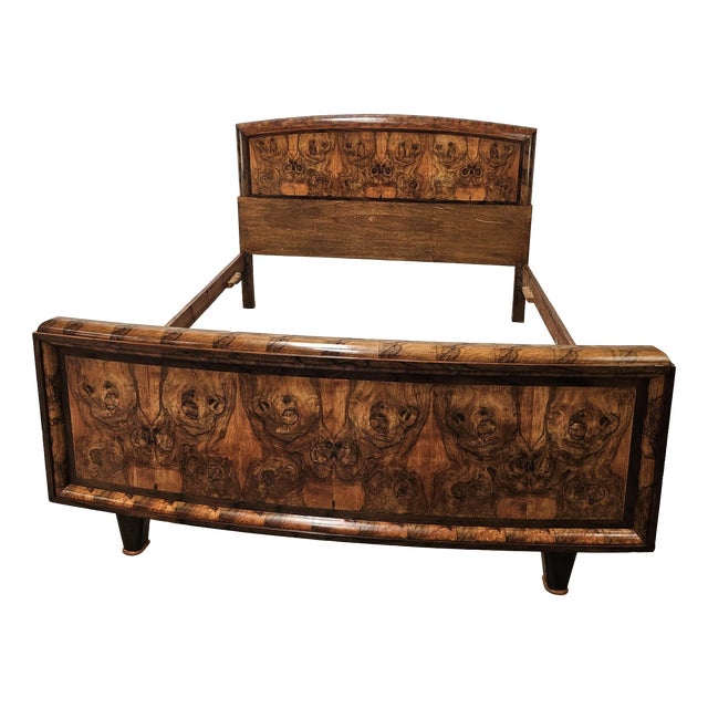 Tuscan Art Deco Double Bed in Briar, 1940 For Sale