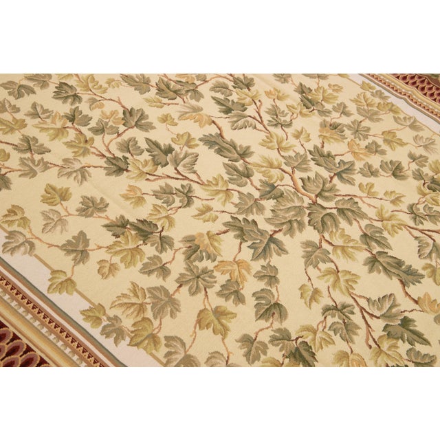 Textile Vintage Portuguese Arraiolos Needlepoint Allover Designed Beige Wool Rug For Sale - Image 7 of 10