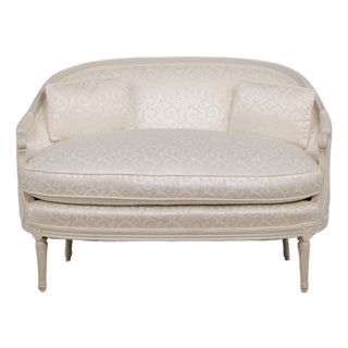 French Louis XVI Paint Frame Settee Loveseat For Sale