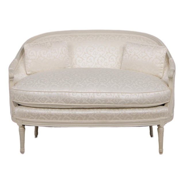 French Louis XVI Paint Frame Settee Loveseat For Sale