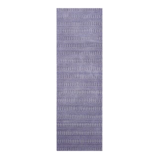 Grass Modern Dexter Blue/Ivory Wool Rug Runner - 2'6'' X 9'8'' For Sale