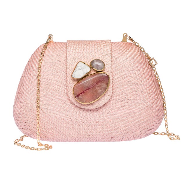 Textile Tamu Bean Clutch in Pale Pink For Sale - Image 7 of 9